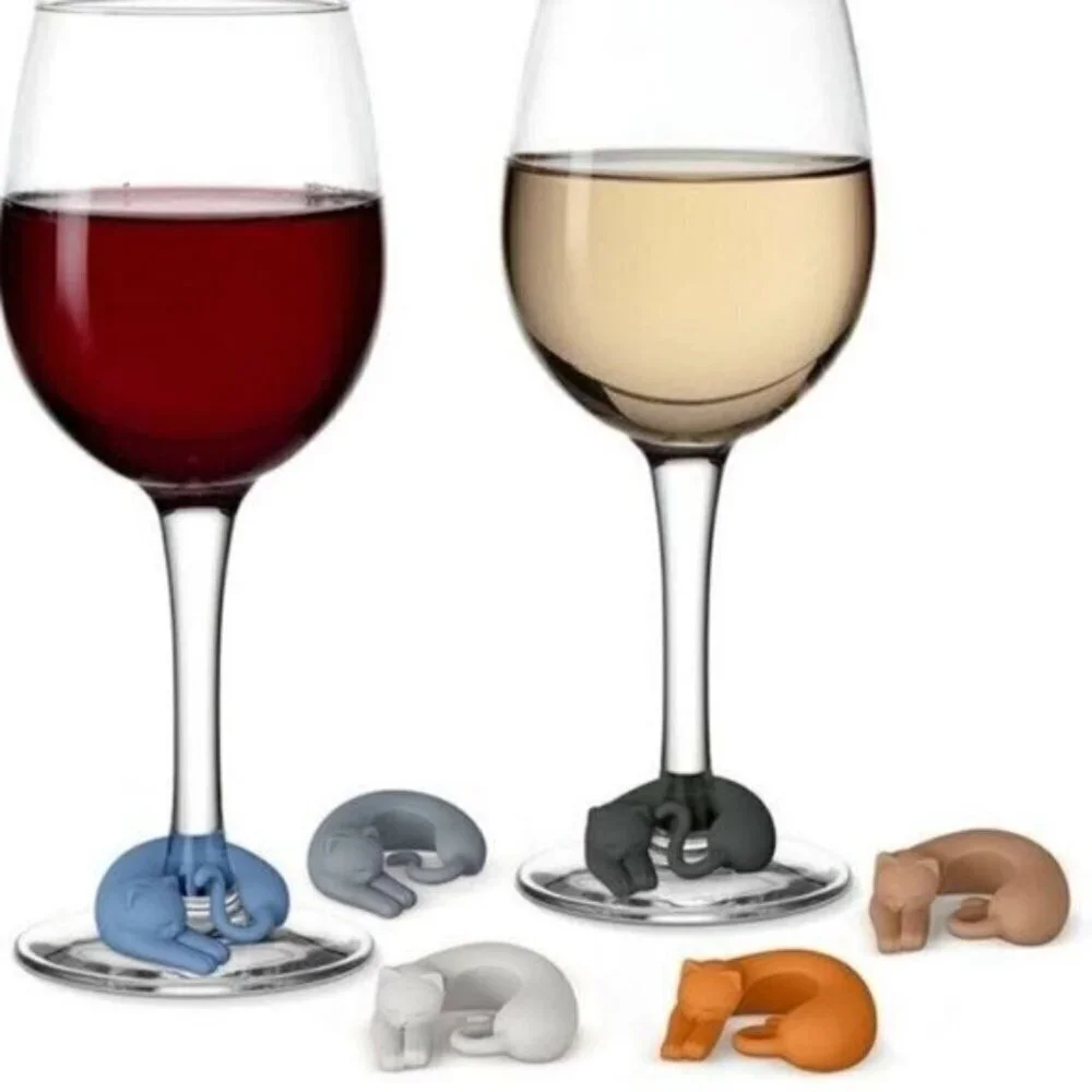 Wine Lives Kitty Drink Markers Set of 6 New
